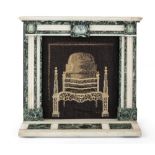 A verde antico and white marble model of a chimneypiece, of George III style, late 19th century, the