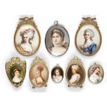A group of eight Continental porcelain portrait plaques, late 19th/early 20th century, comprising: a