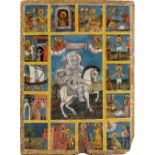 A Greek icon of Agios Minas, with scenes from the life of the martyr St Menas, 18th/19th century,