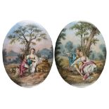 A pair of Austrian enamel plaques, in the manner of Jean-Antoine Watteau, late 19th century, each