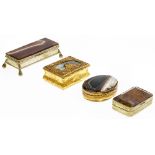 A group of four brass-mounted agate boxes, late 19th century/early 20th century, comprising: a