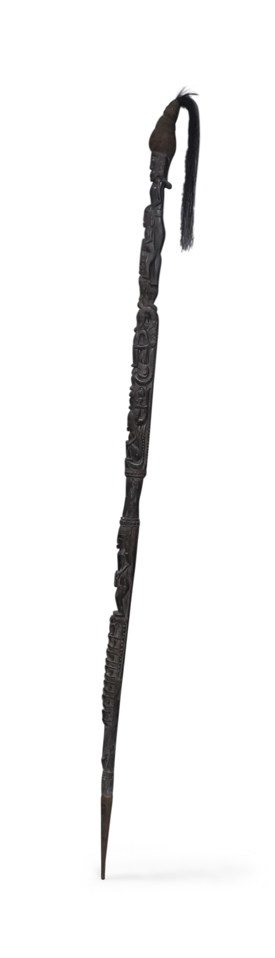 A Batak Tungkot Malehat magic staff, North Sumatra, Indonesia, 20th century, surmounted with a