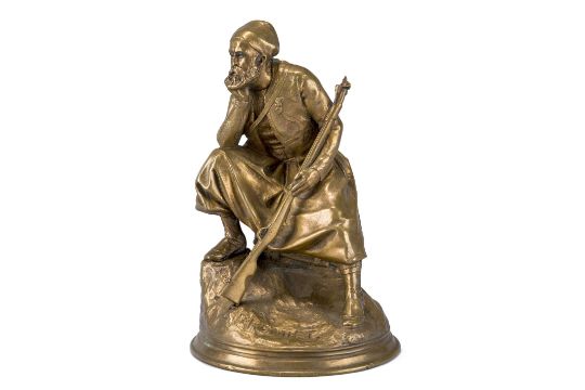 After Emmanuel Fremiet, French, 1824-1910, a polished bronze model of a Turk, late 19th century,