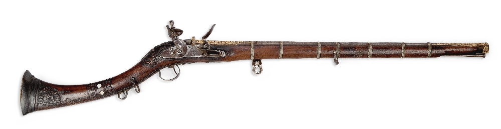 An East India Company Afghan flintlock jezail musket, early 19th century, the lock plate with East