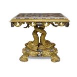 An Impressive Italian giltwood and specimen marble top table, 19th century, marble top inset with
