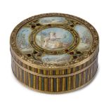 A Continental gilt-metal mounted tortoiseshell snuff box, early 19th century, of circular form