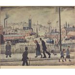Laurence Stephen Lowry RBA RA, British 1887-1976, View of a town, 1973; offset lithograph on wove,