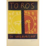 Pablo Picasso, Spanish 1881–1973, Toros en Vallauris, 1955; linocut in colours on wove, signed in