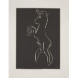 After Henri Matisse, French 1869-1954, Jeune taureau, or un meuglement; linocut in black and white