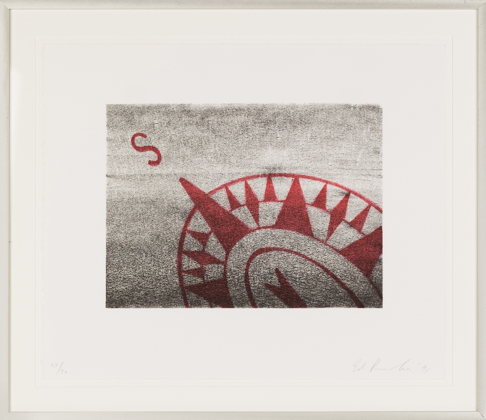 Ed Ruscha, American b. 1937- South, 1991; lithograph in colours on BFK Rives wove, signed, dated and - Image 2 of 2