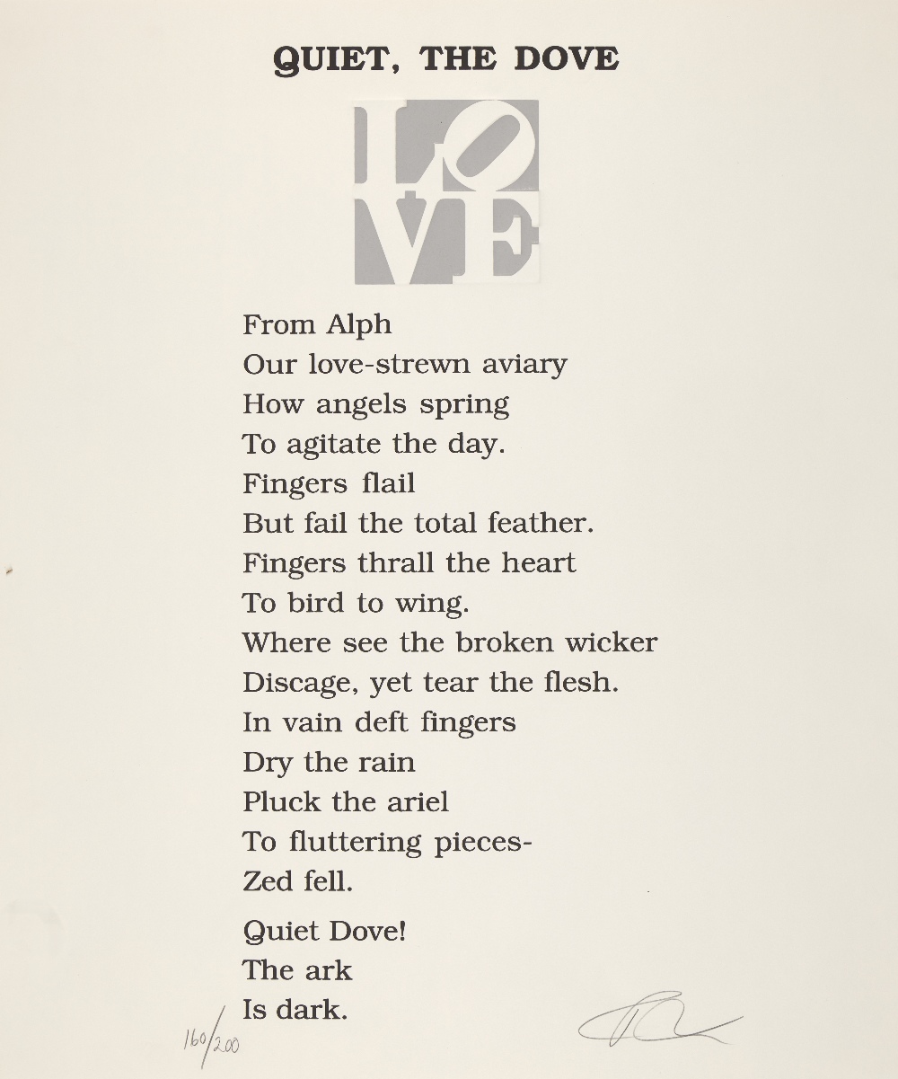 Robert Indiana, American 1928-2018, Quiet, The Dove; Tiger Music, 1996; each screenprint in - Image 2 of 3