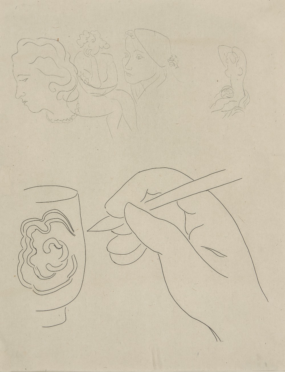 Henri Matisse, French, 1869-1954; Untitled, from Poesies, 1932; etching in black and white on