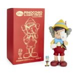 KAWS, American b.1974- Pinocchio & Jiminy Cricket Vinyl Figure, 2010; painted cast vinyl, stamped c.