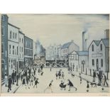 Laurence Stephen Lowry RBA RA, British 1887-1976, Level crossing, Burton-on-Trent, 1973; signed in