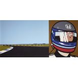 Julian Opie, British b. 1958- Imagine you're driving (fast) / Rio / helmet, 2002; one of a series of