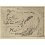 Leonard Tsuguharu Foujita, French/Japanese 1886–1968, Sleeping kitten; etching on wove, signed,