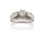 An 18ct white gold, diamond single stone ring, the brilliant-cut diamond weighing approximately 0.50