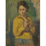 Martin Kaalund-Jorgensen, Danish 1889-1952 - Portrait of Kirsten in a yellow blouse, 1937; oil on