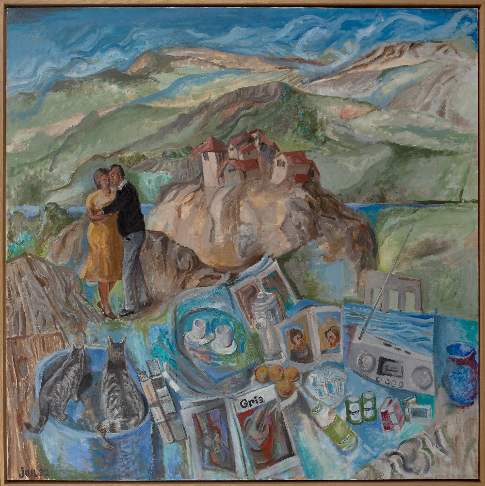 James Power, British 1944-1999 - Embracing Couple, 1992; oil on canvas, dated lower left 'Juil - Image 2 of 3