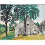 Grandma Moses, American 1860-1961 - Kenyon Old House; oil on canvas, signed 'Moses', 20.5 x 25.76 cm
