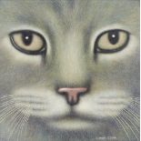 David Cheepen, British 1946-2016 - Grey cat, 1984; acrylic on board, signed and dated lower right '