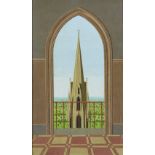 David Cheepen, British 1946-2016 - The High Church, 1981; acrylic on board, signed and dated lower