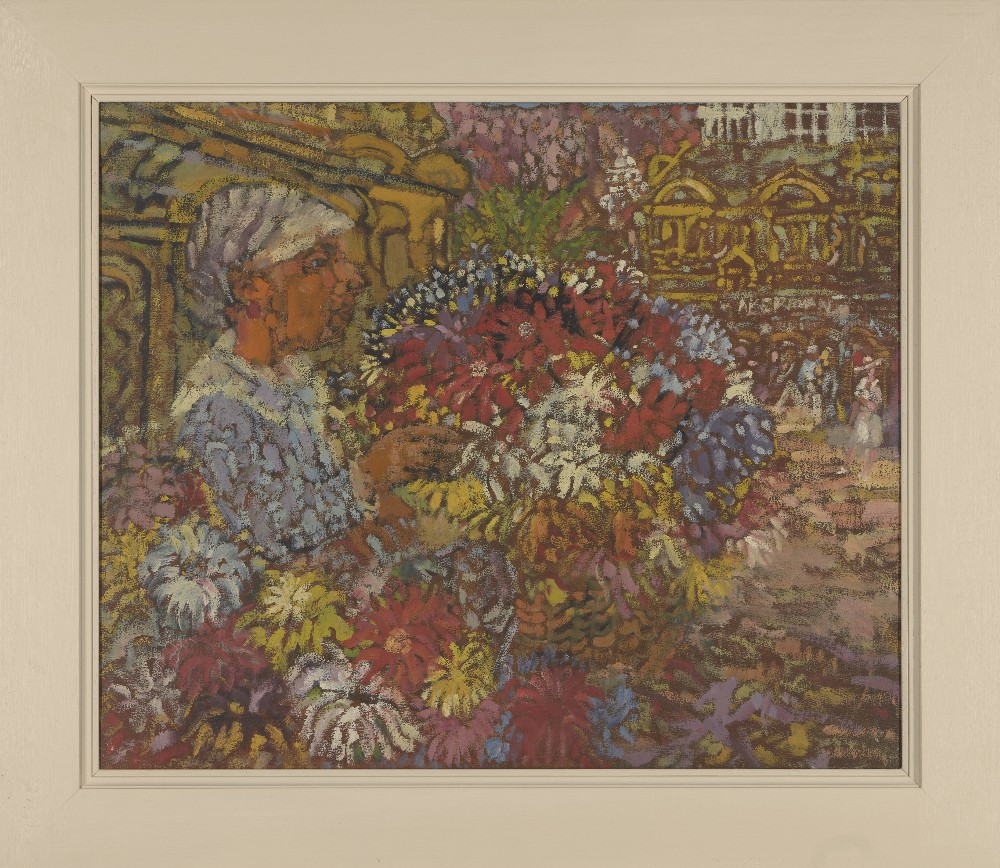 William D. Clyne, Scottish 1922–1981 - Flower Seller; oil on canvas, 64 x 76 cm Provenance: the - Image 2 of 3