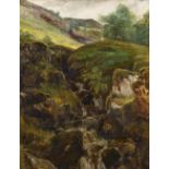 Colin Hunter ARA RE RI ROI RSW, Scottish 1841-1904 - Glen Scene; oil on board, signed on the