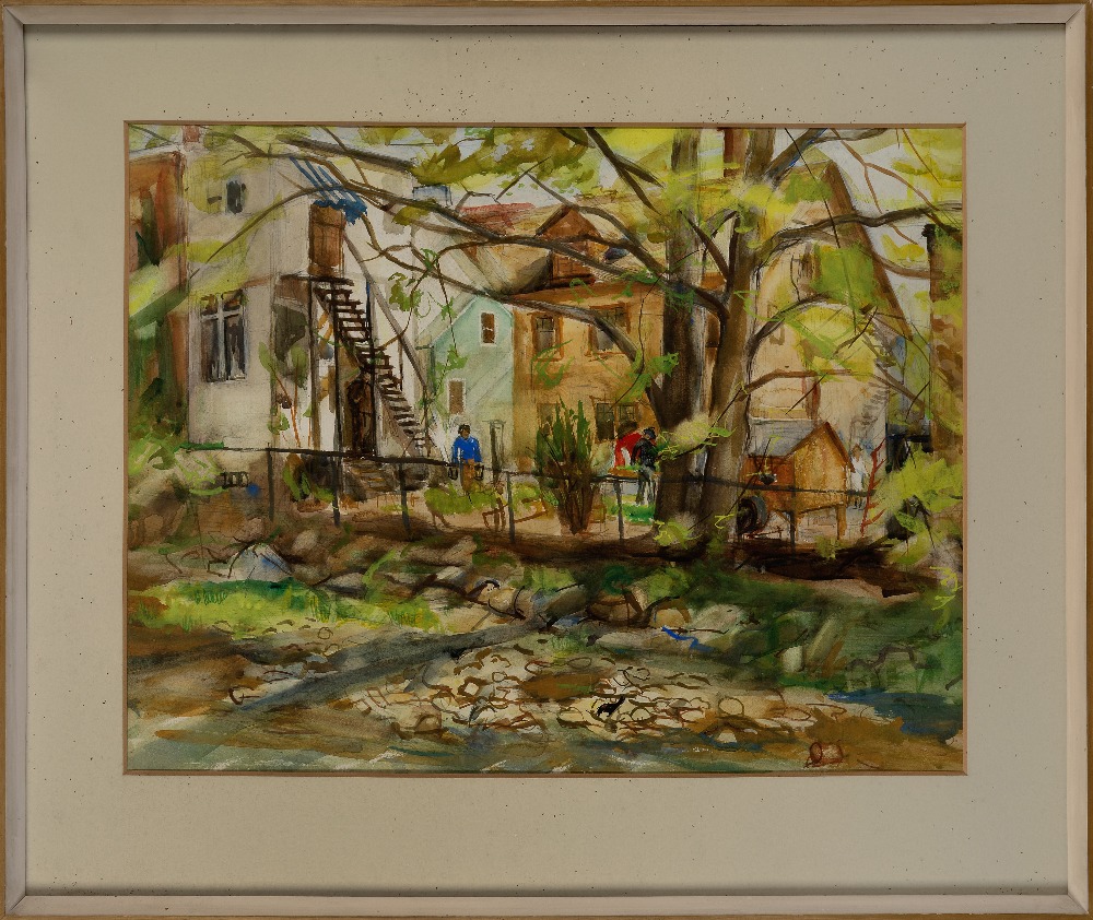 Gerald Vivian Davis, American 1899-1987 - Backyard; watercolour on paper, 47 x 61 cm - Image 2 of 3