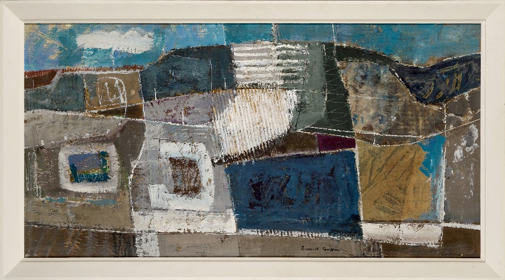 Frederick Griffin, British 1906–1976 - Downland, Sussex; oil and collage on board, signed lower - Image 2 of 3