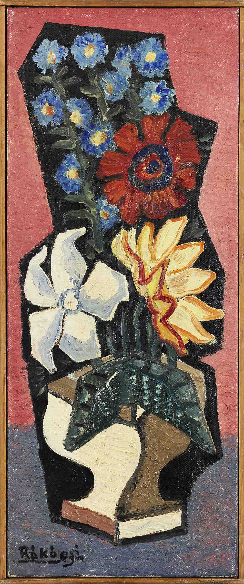 Basil Rákóczi, British/French 1908-1979 - Fleurs Artificielles II, 1957; oil on canvas, signed lower - Image 2 of 3