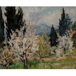 Marie-Lucie Nessi-Valtat, French 1900- 1992 - Spring Landscape; oil on panel, signed lower right '
