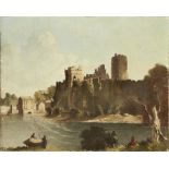 Bertram Nicholls, British 1883-1975 - Ruined castle on the banks of a river; oil on canvas, signed