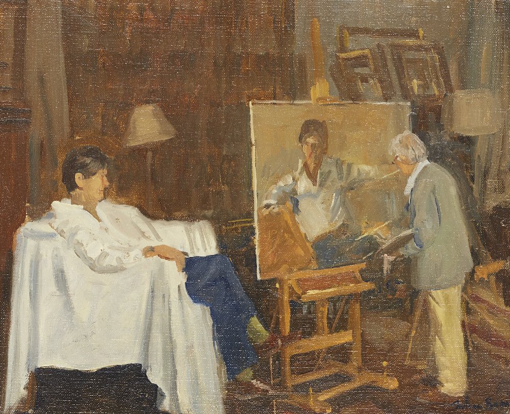 Julian Barrow, British 1939-2013 - John Ward in the Studio, 1995; oil on canvas, signed lower