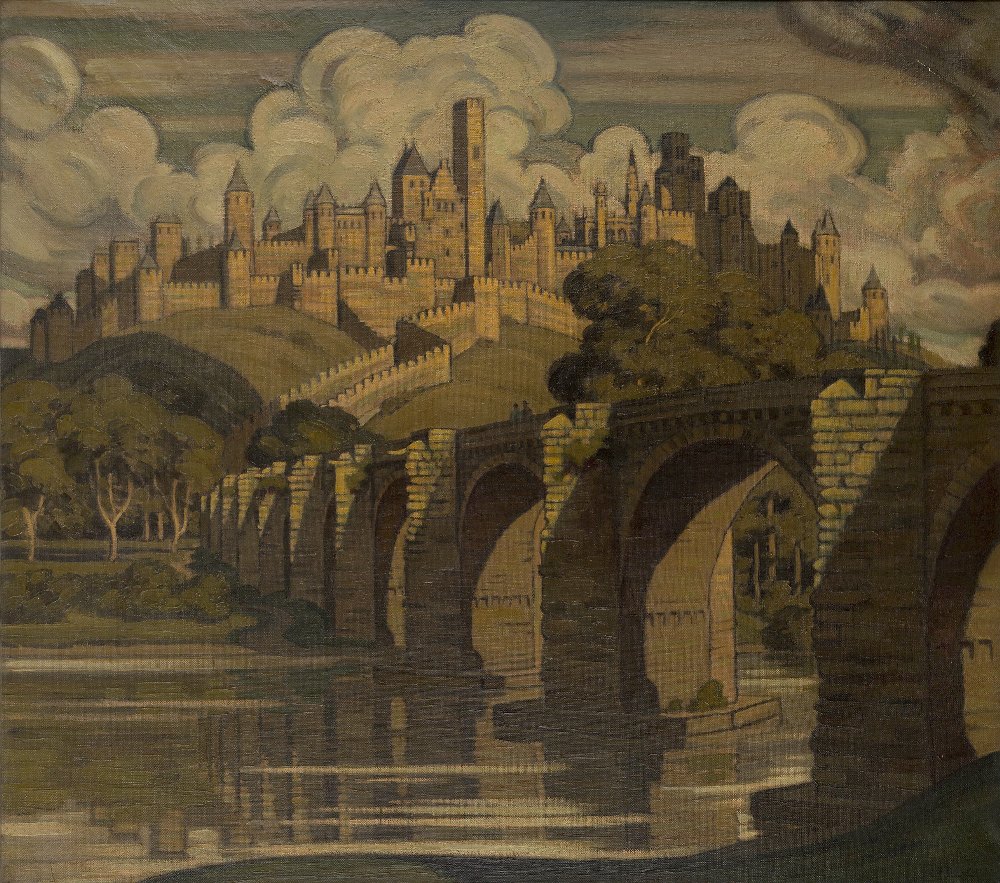 Sir Claude Francis Barry RBA, British 1883-1970 - Carcassonne; oil on canvas, signed lower right '