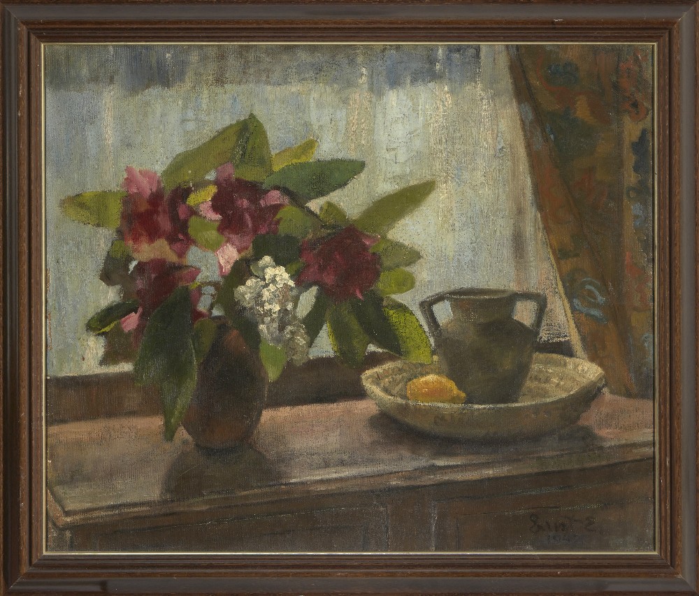 Ernst Eisenmayer, Austrian/British 1920–2018 - Still life with flowers, jug and lemon, 1942 (with ' - Image 2 of 3