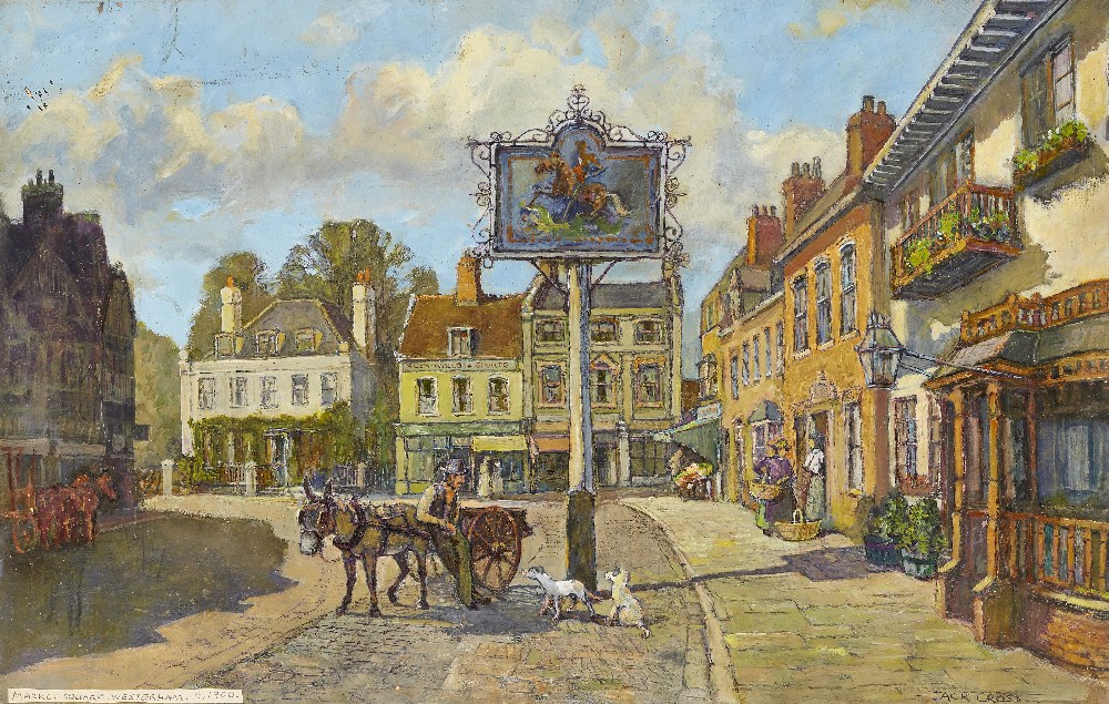 Jack Cross, British, 20th century - Market Square, Westerham; oil on board, signed and titled