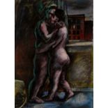 Peter Howson OBE, Scottish b.1958 - Untitled (couple), 1986; pastel on paper, signed and dated lower