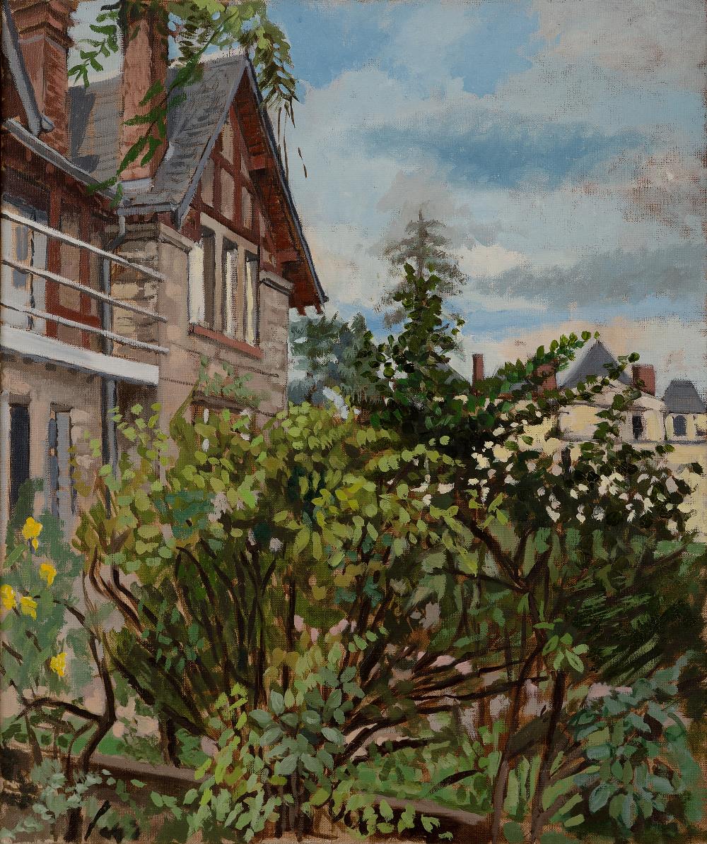 James Power, British 1944-1999 - Jardin II, Draveil, France, 1985; oil on canvas, signed, titled and