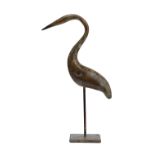 Guy Taplin, British b.1939 - Standing miniature heron; bronze, initialled and numbered on the