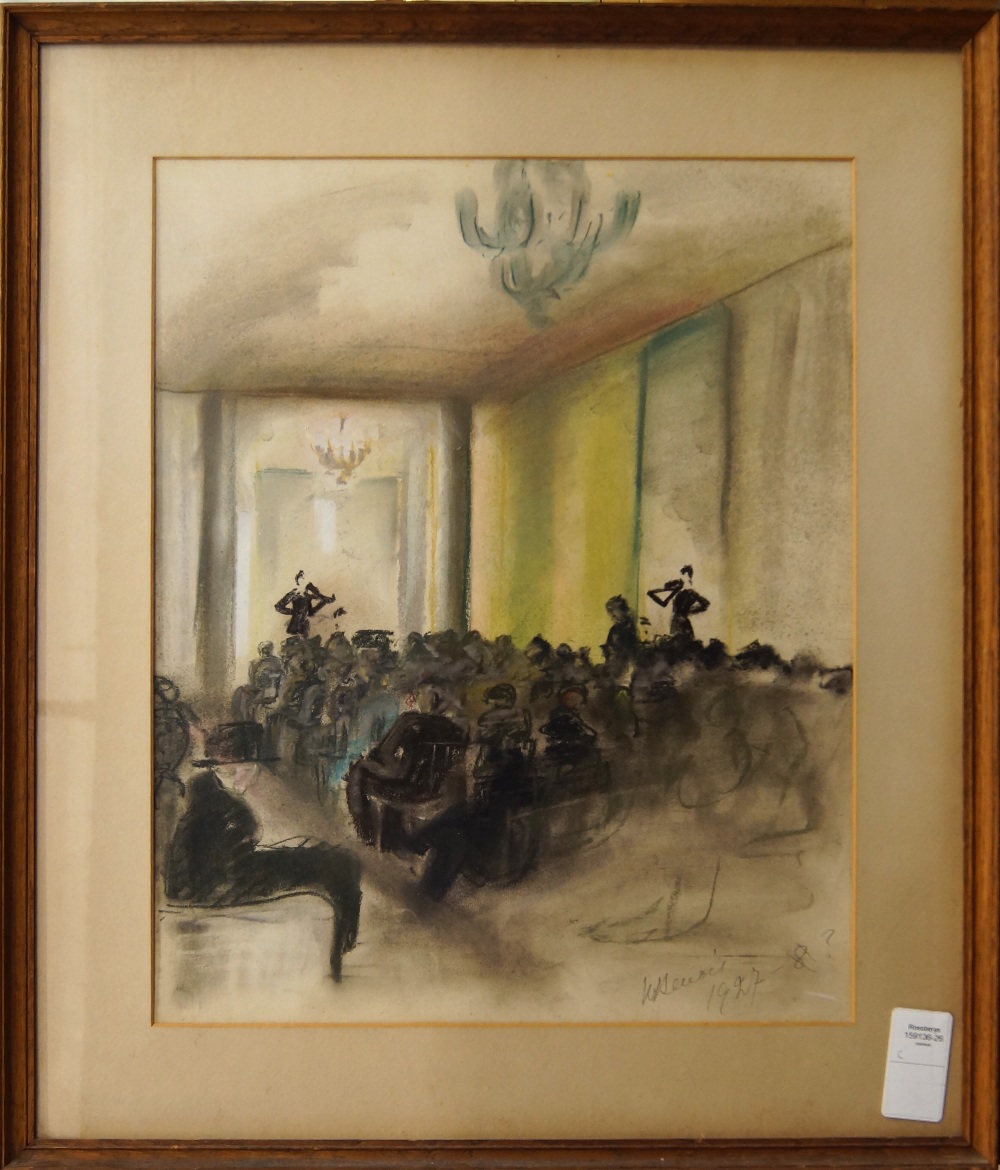 Nadia Benois, Russian 1896-1975 - Theatre scene, 1927-28; watercolour and pastel on paper, signed - Image 2 of 3