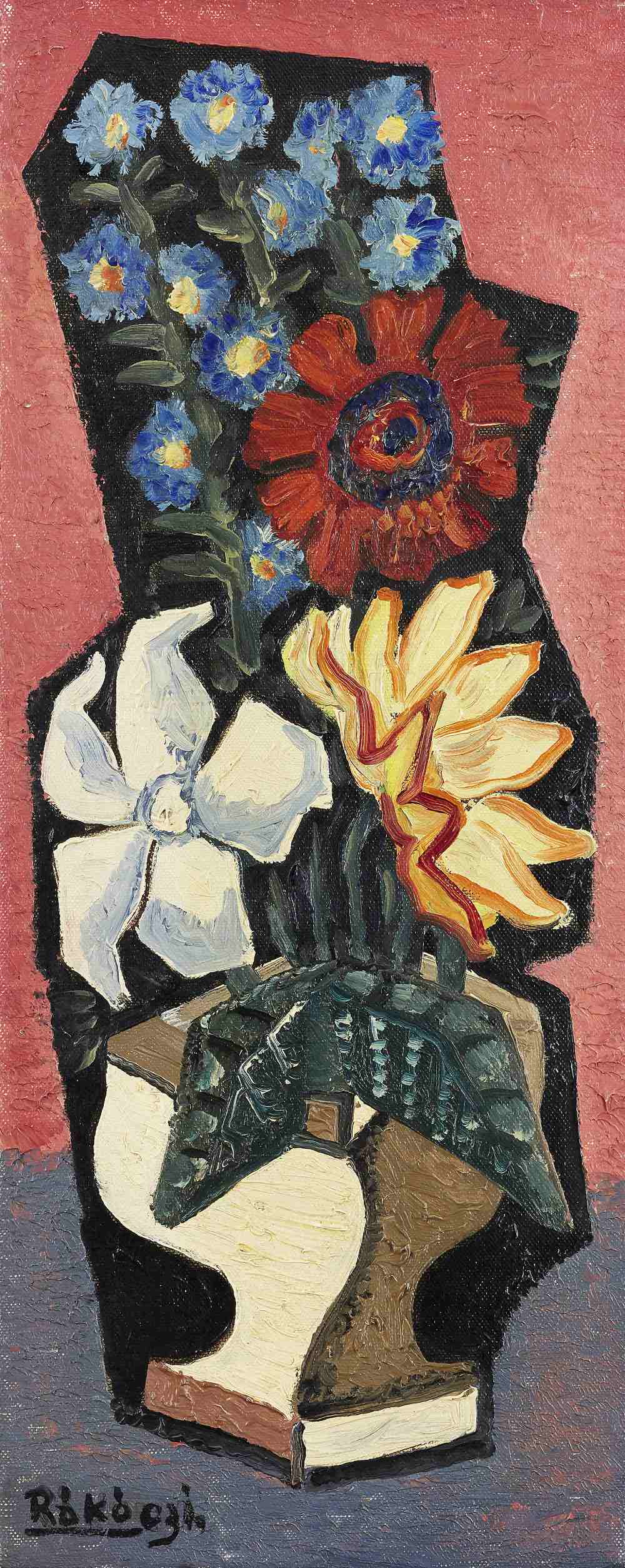 Basil Rákóczi, British/French 1908-1979 - Fleurs Artificielles II, 1957; oil on canvas, signed lower