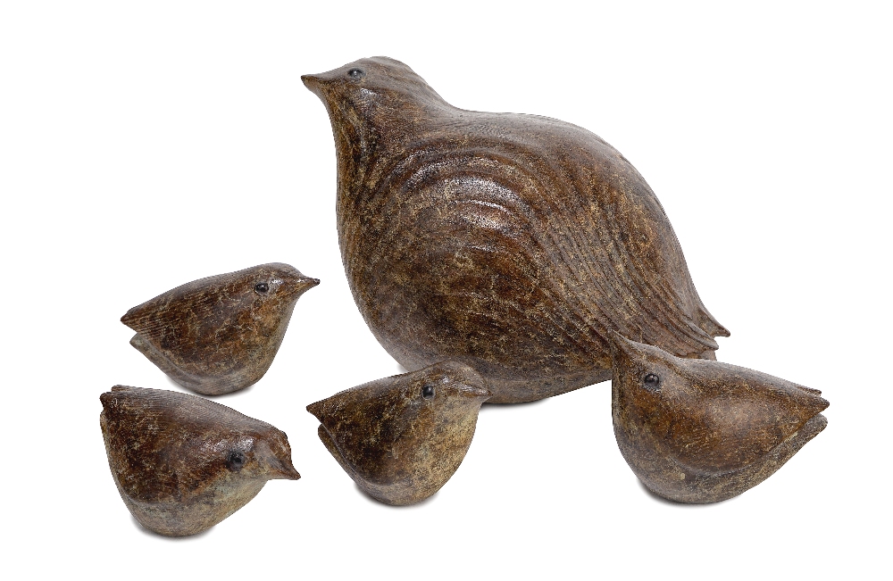 Guy Taplin, British b.1939 - Quail family; bronze, each signed, titled and numbered 'Guy Taplin