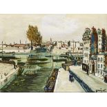 Alphonse Quizet, French 1885-1955 - Vue d’un Canal; oil on board, signed lower right ' Quizet',