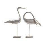 Guy Taplin, British b.1939 - Pair of egrets; sterling silver, each signed and numbered 'Guy Taplin