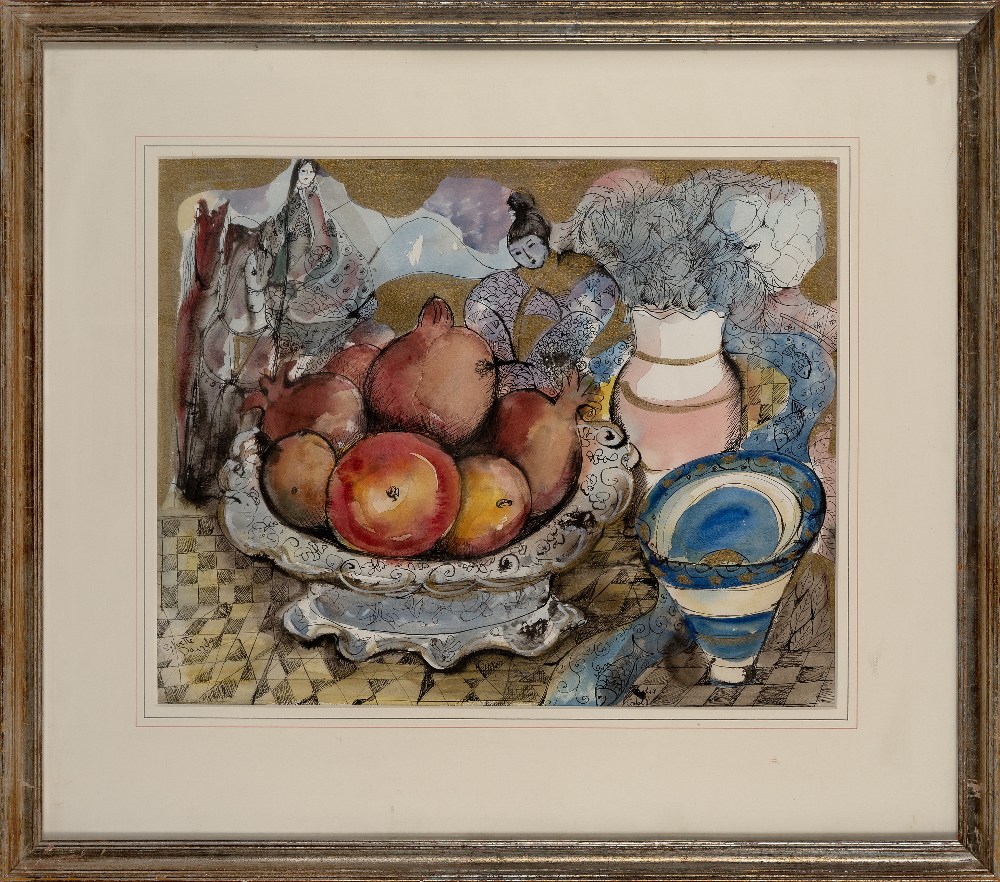 Lydia Corbett/Sylvette David, French b.1934 - Still life with women; acrylic and ink on paper, - Image 2 of 3