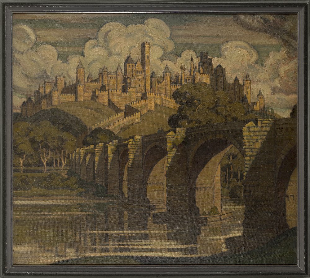 Sir Claude Francis Barry RBA, British 1883-1970 - Carcassonne; oil on canvas, signed lower right ' - Image 2 of 3