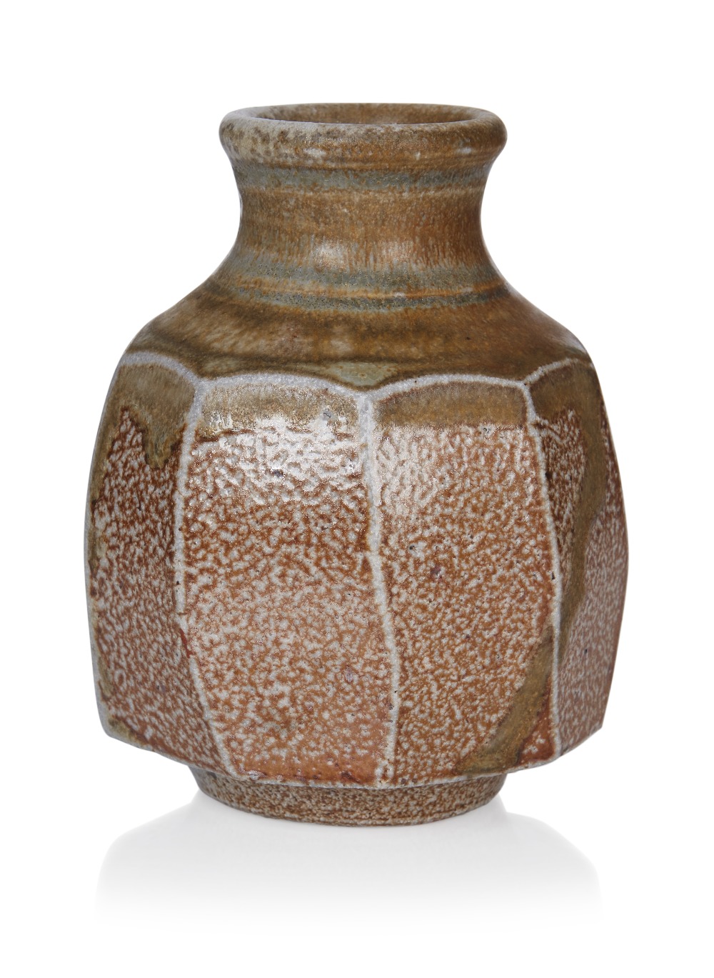 Micki Schloessingk (b.1949), Small sand and khaki coloured cut sided vase, circa 1980s, Glazed