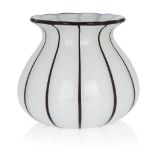 Michael Powolny (1871-1954) for Loetz, 'Tango' white with black stripe vase, circa 1920s, Glass,
