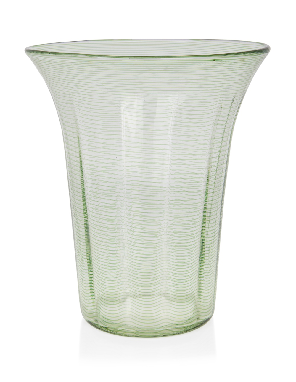 Attributed to Williams & Stevens, Tapered vase with green trailed decoration, circa 1930, Glass,